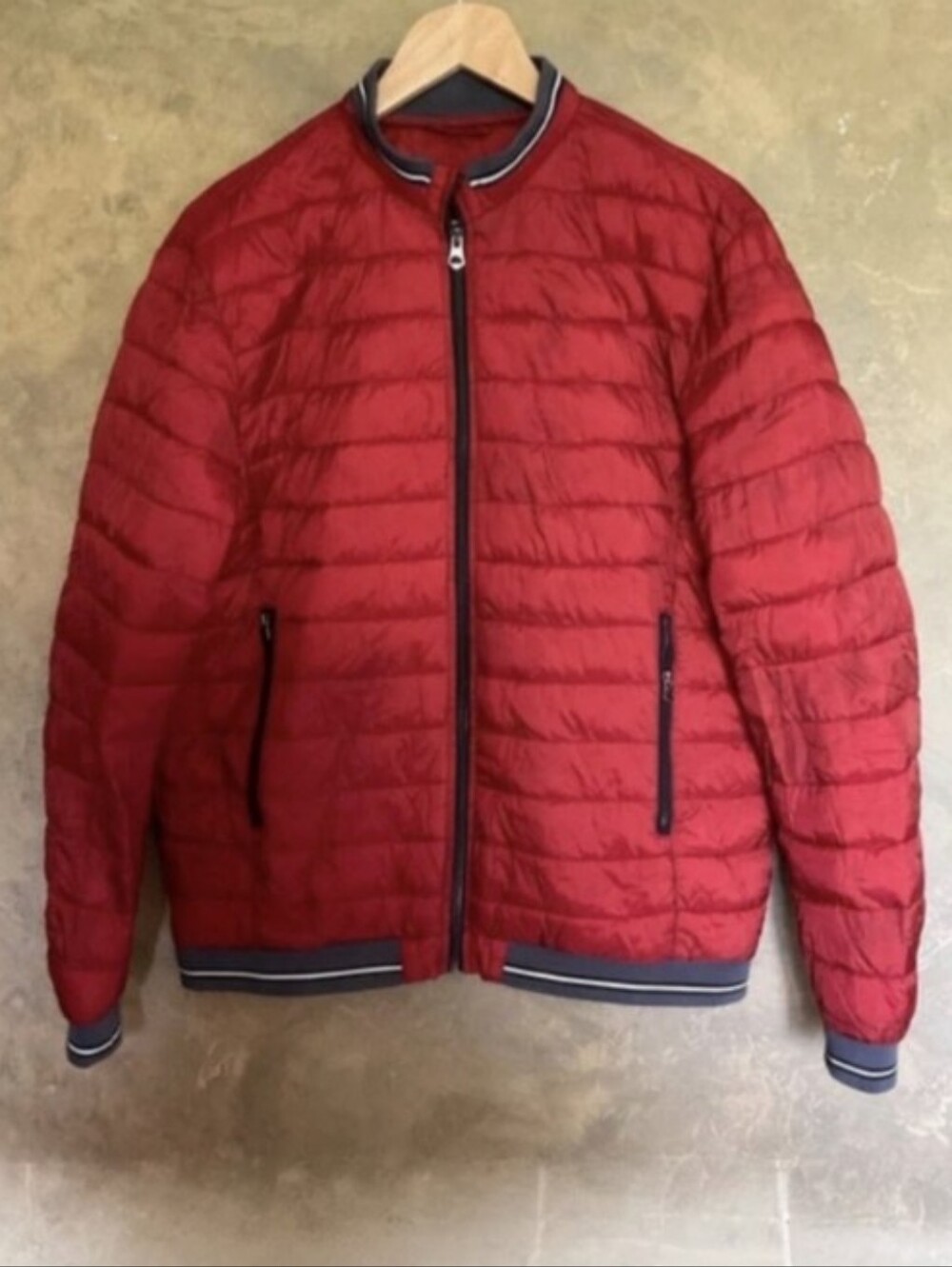 Zara Insulated Lightweight Puffer Bomber Jacket Rust Red L